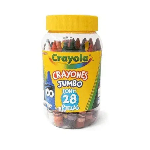 28 Ceras Jumbo Crayola en Bote Transparente para Niños