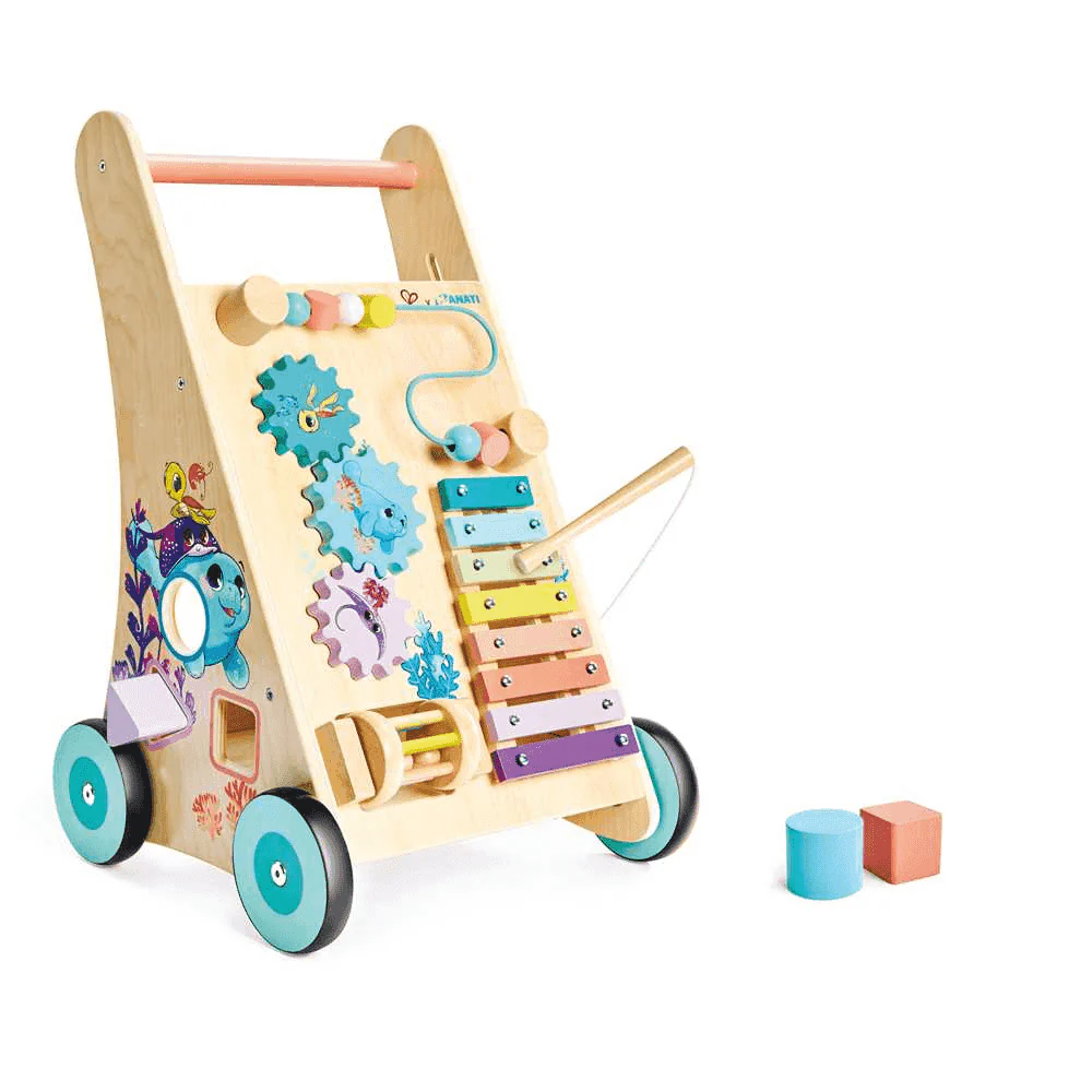 Andador de madera Iti con actividades educativas para bebés