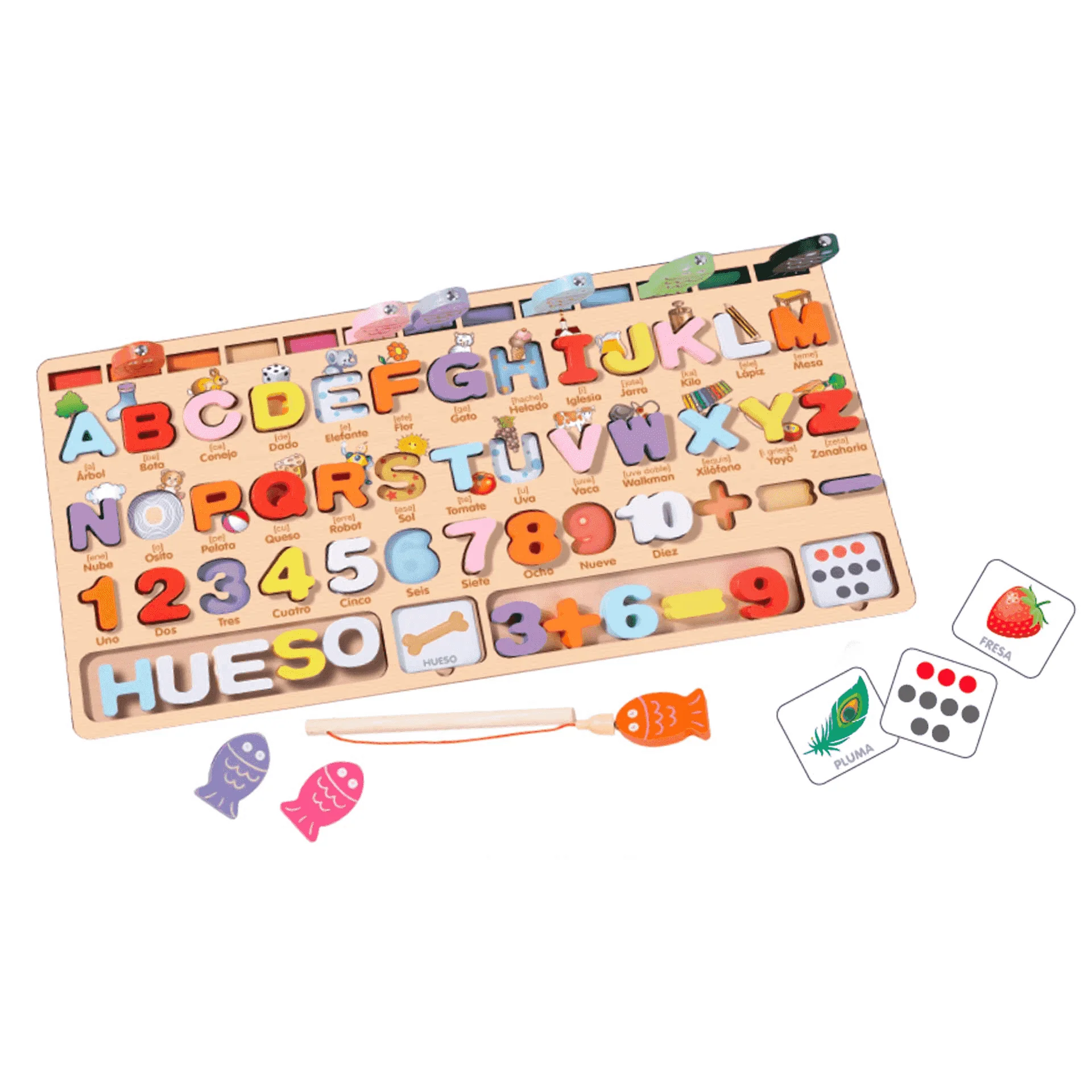 Aprendo abecedario y números Juego Educativo Infantil Madera