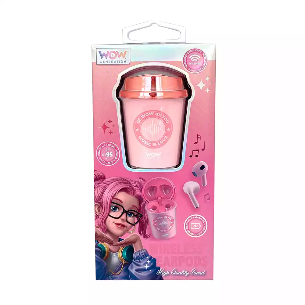 Auriculares Bluetooth WOW Generation Vaso Rosa - Image 5