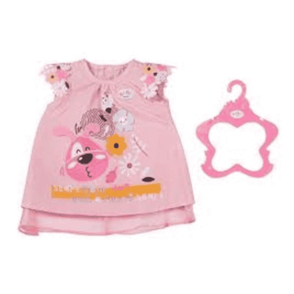 Baby Born Vestido Perritos 43 cm – Vestido rosa para muñecas Baby Born con estampado de perritos