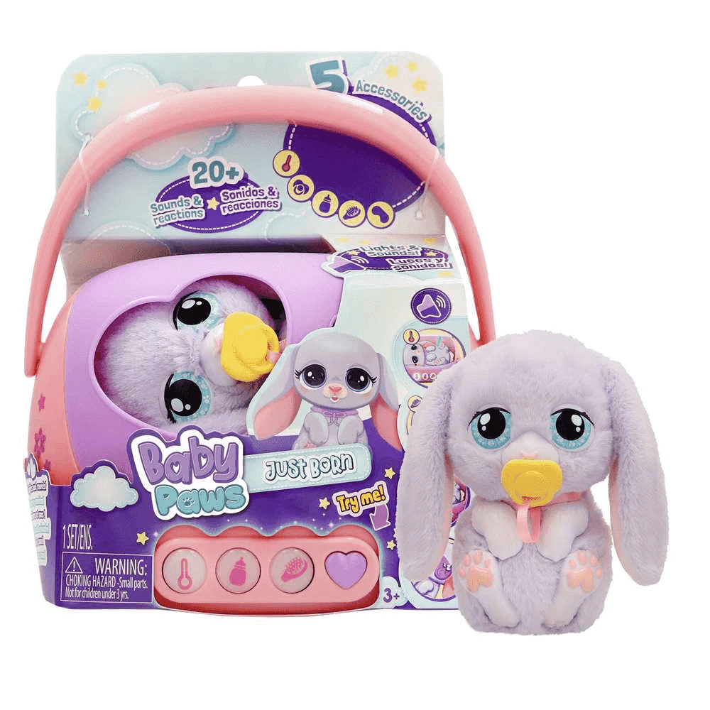 Baby Paws Just Born Bunny Mascota Interactiva con Transportín y Accesorios - Image 8