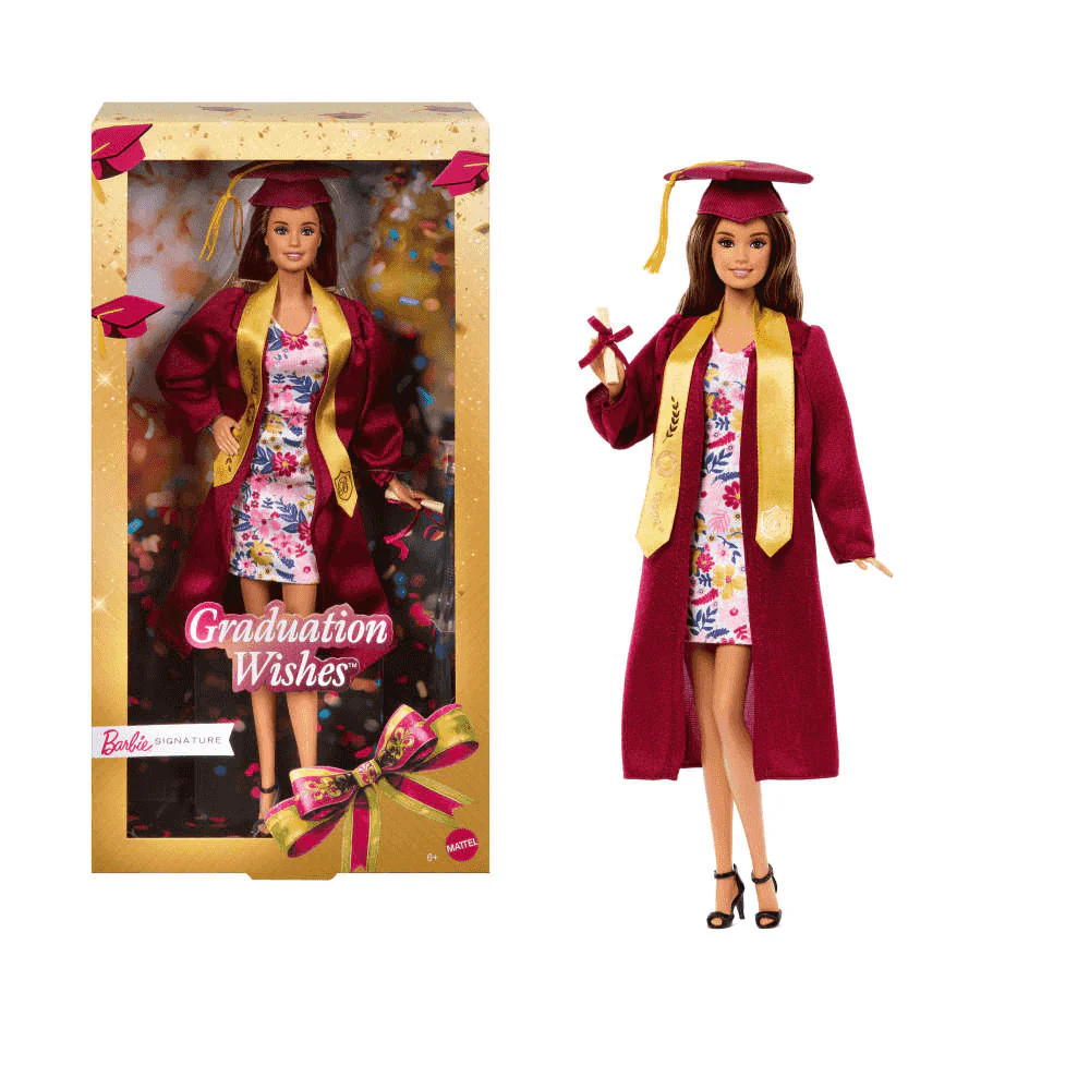 Barbie Deseos de Graduación muñeca con toga y diploma 6 años