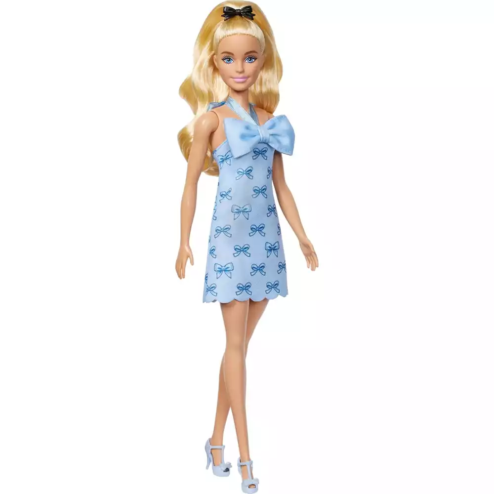 Barbie Fashionistas Rubia vestido lazo Azul Nº237