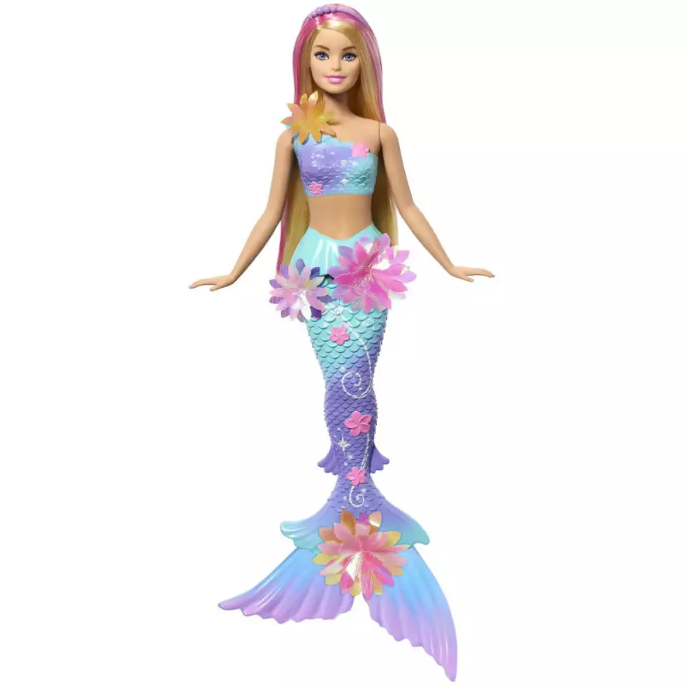 Barbie Muñeca Sirena Rubia Mágica de Flores