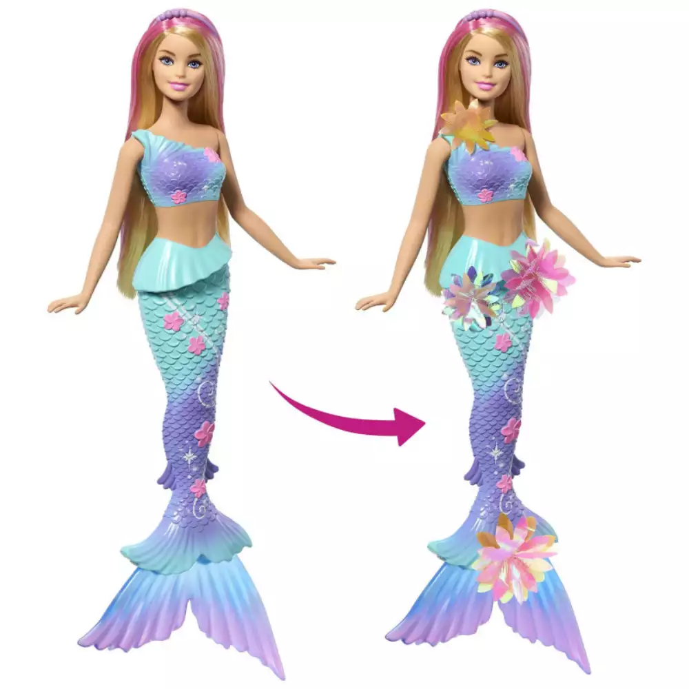 Barbie Muñeca Sirena Rubia Mágica de Flores - Image 4