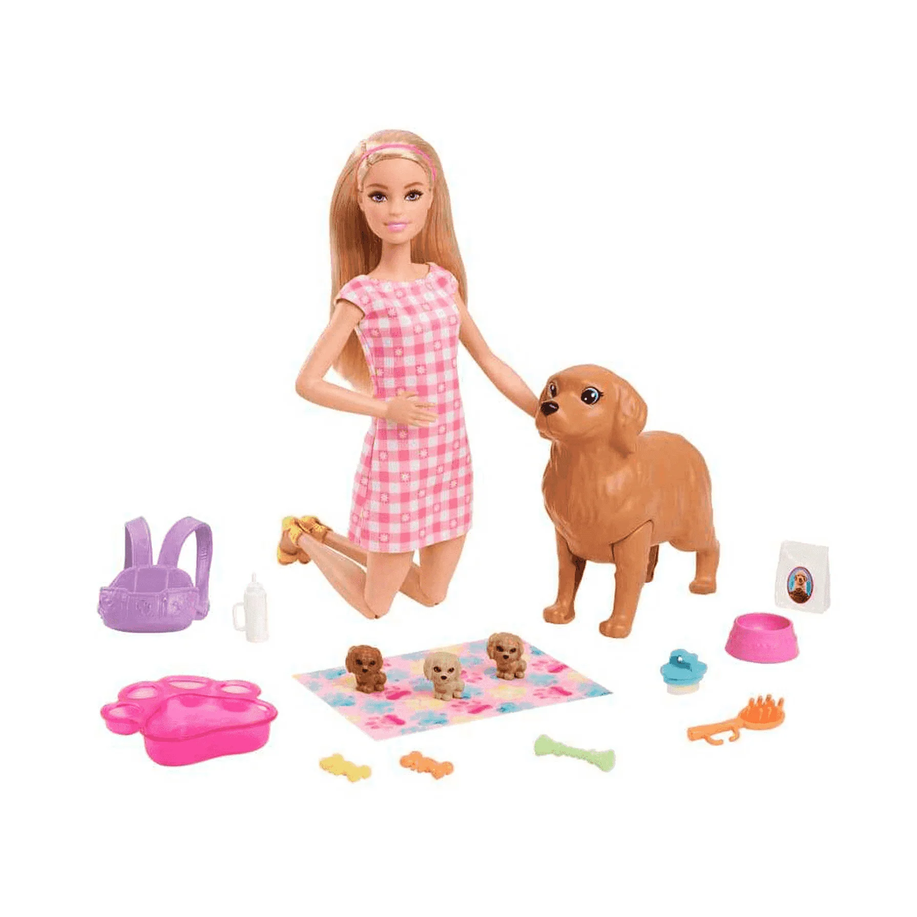 Barbie y sus cachorros Muñeca rubia y perritos de juguete 3 años