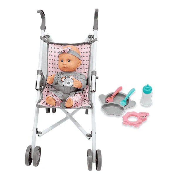 Bebé con Silla Plegable PequeBB – Muñeca con cochecito ligero