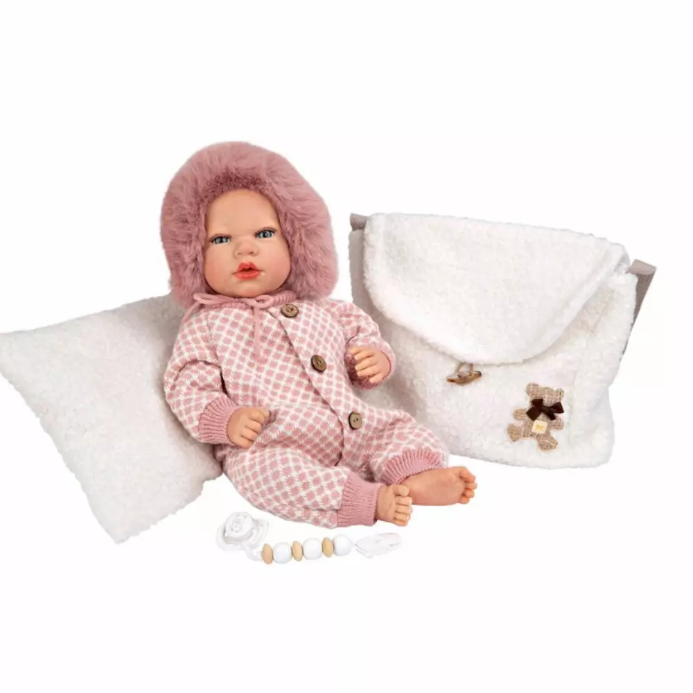Bebé Reborn Arias 40 cm Manuela rosa con bolso