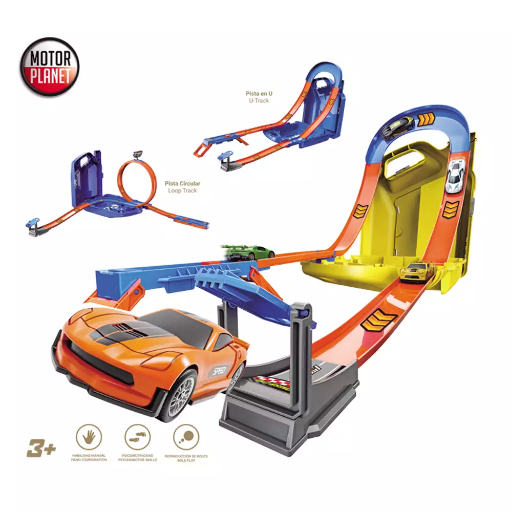 Bidón Pista de Carreras con 6 coches metálicos - Image 3
