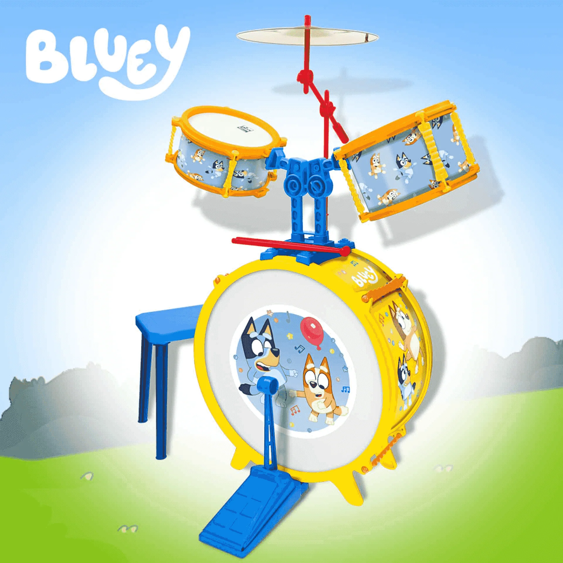 Bluey Bateria sencilla con Banqueta