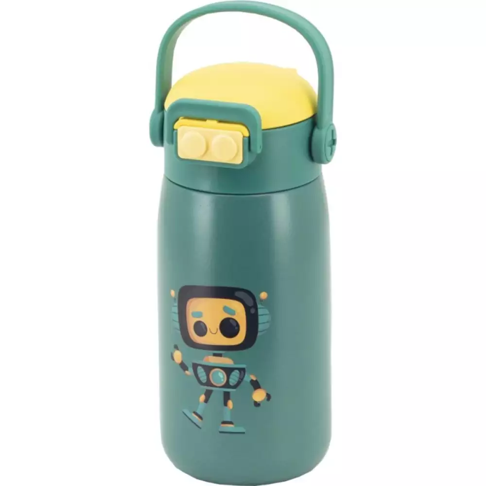 Botella Infantil Robot Verde 560 ML con Pajita