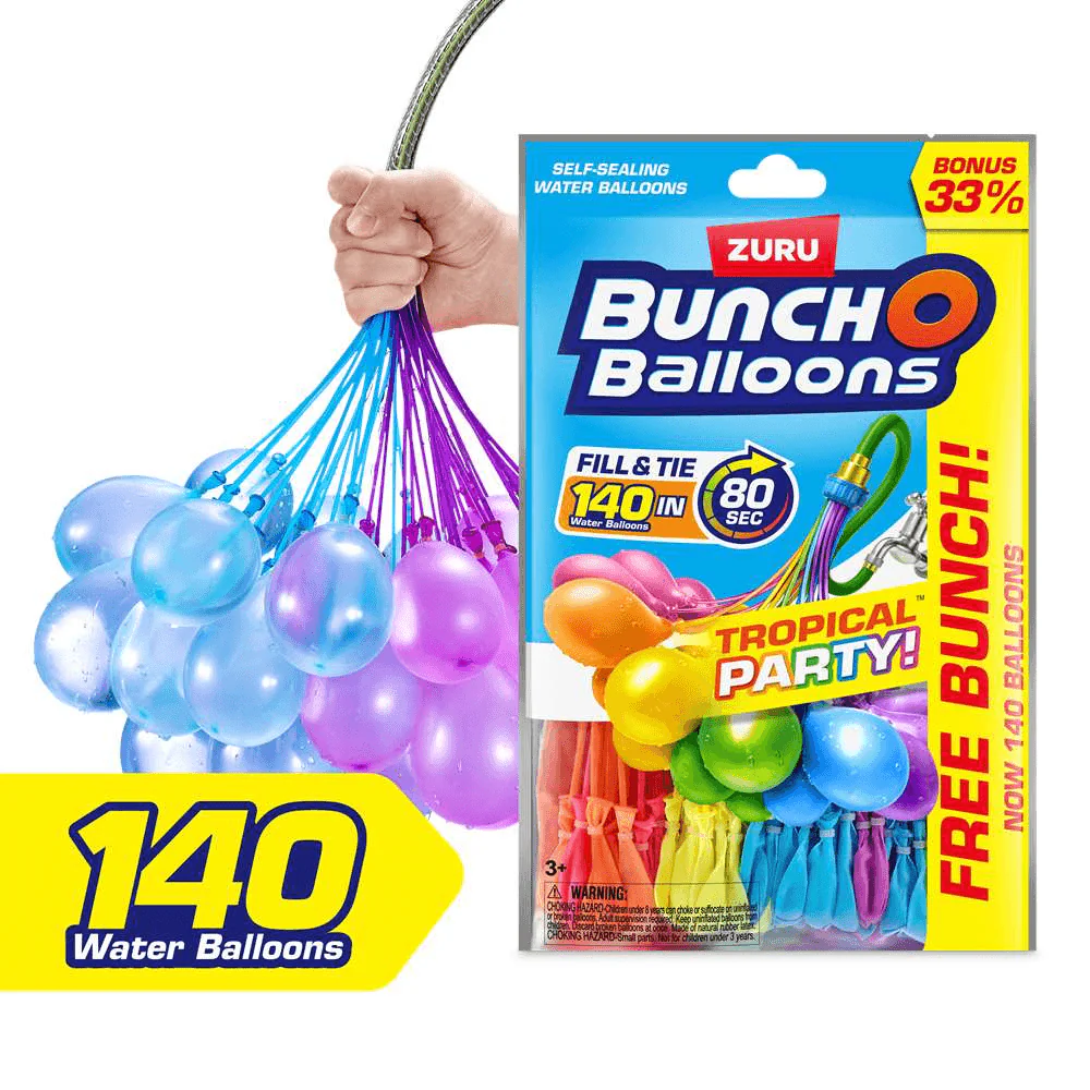 Bunch O Balloons Tropical Party – Globos de agua auto-sellado (140 globos) | ZURU - Image 2