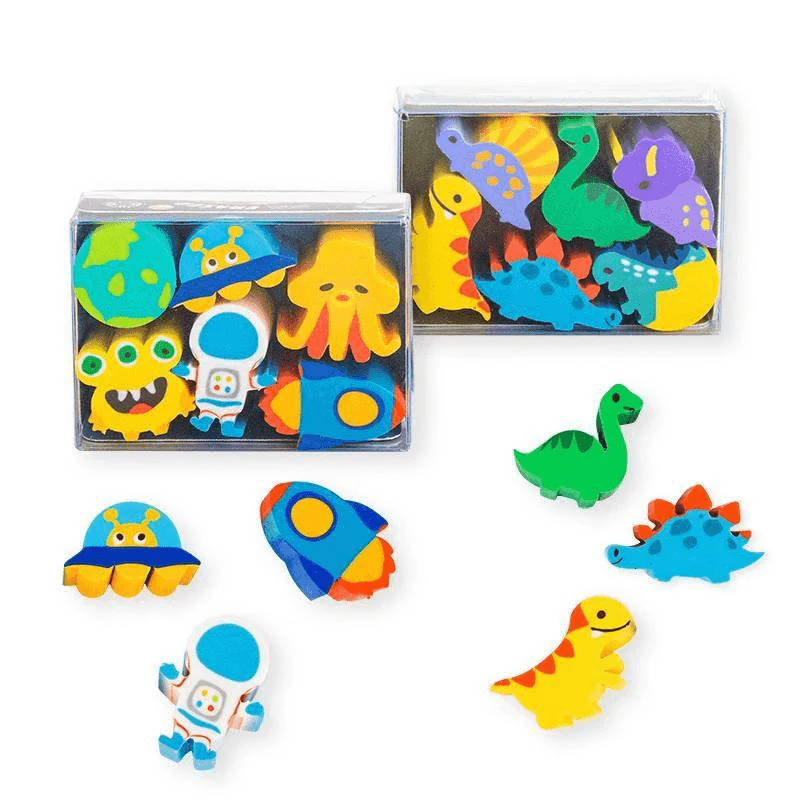 Caja 6 Gomas Temáticas – Dino o Espacio (surtido)