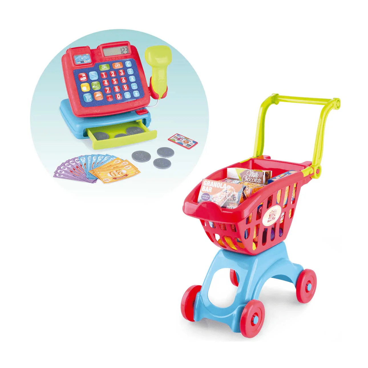 Caja Registradora y Carro de Compra Role Planet Juego de Imitación Hogar