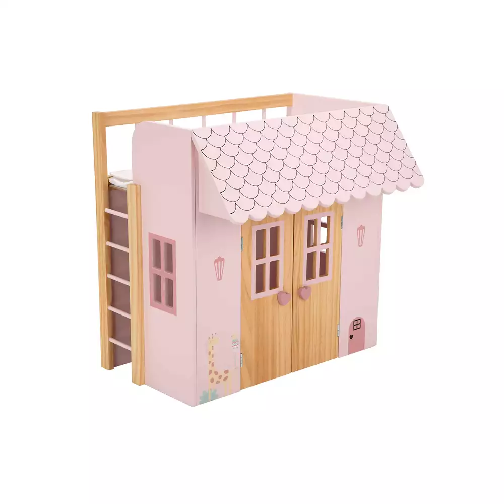 Cama-Casita Nature rosa para muñecas