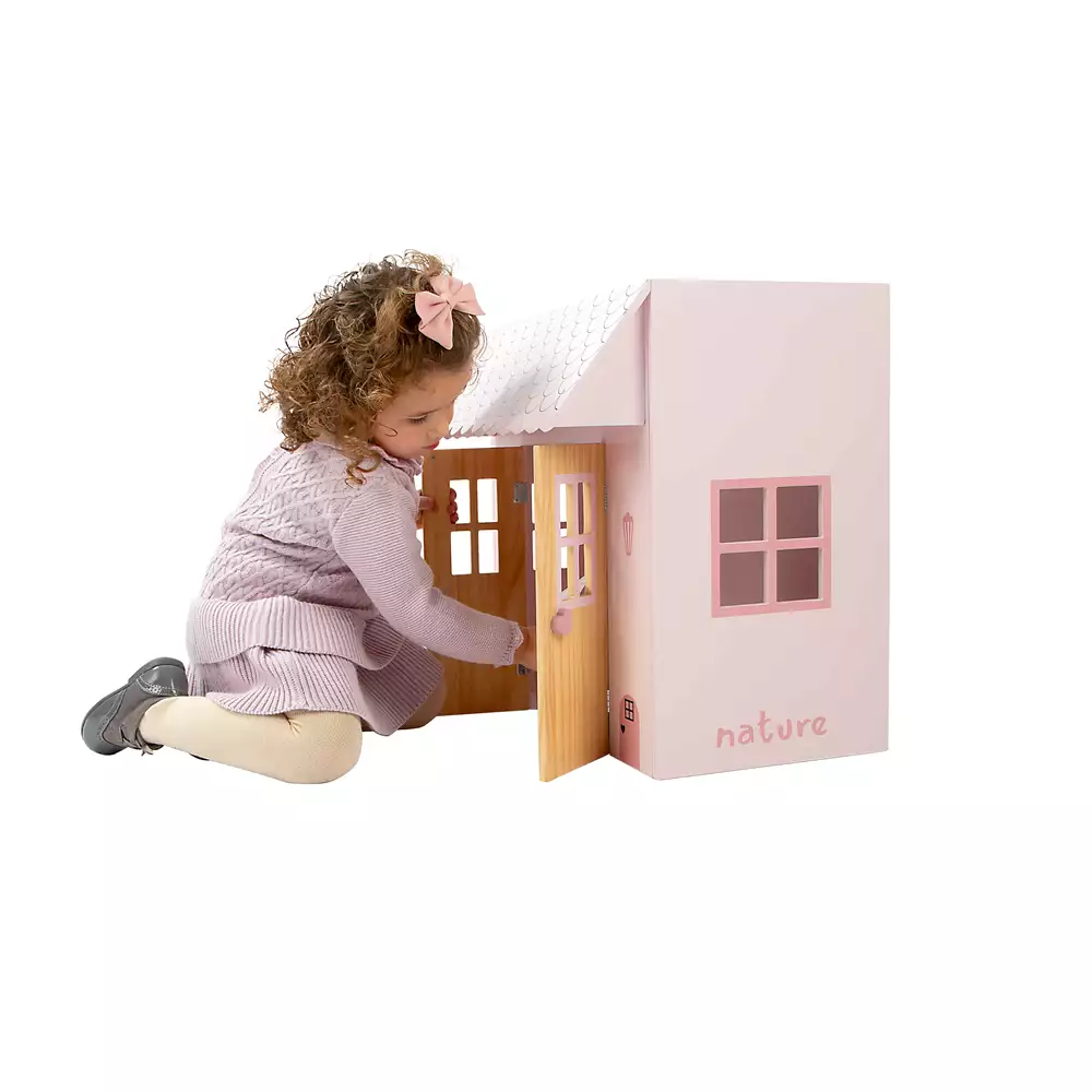 Cama-Casita Nature rosa para muñecas - Image 2