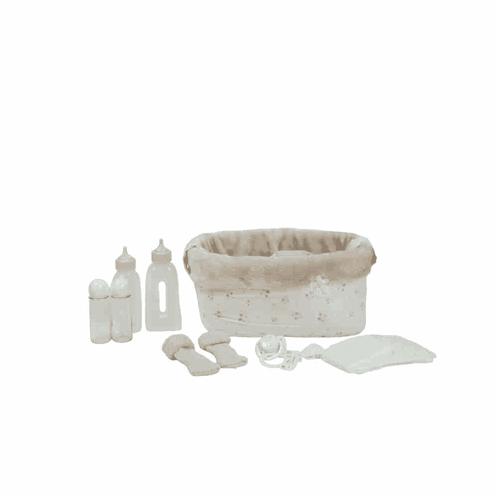 Canastilla Elegance Beige con accesorios para muñecos Arias