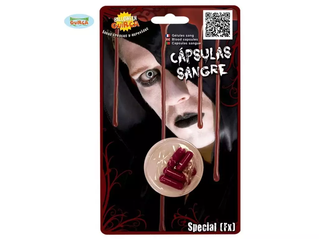 Cápsulas de sangre falsa para Halloween – Complemento de maquillaje