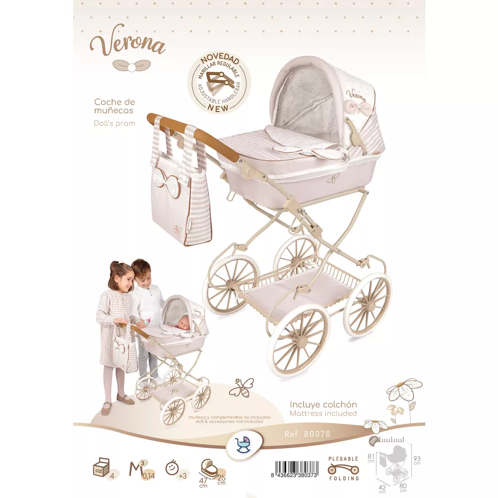 Coche De Muñeca Plegable Para Muñecas De Hasta 48 Cm De Cuevas Toys - Image 7