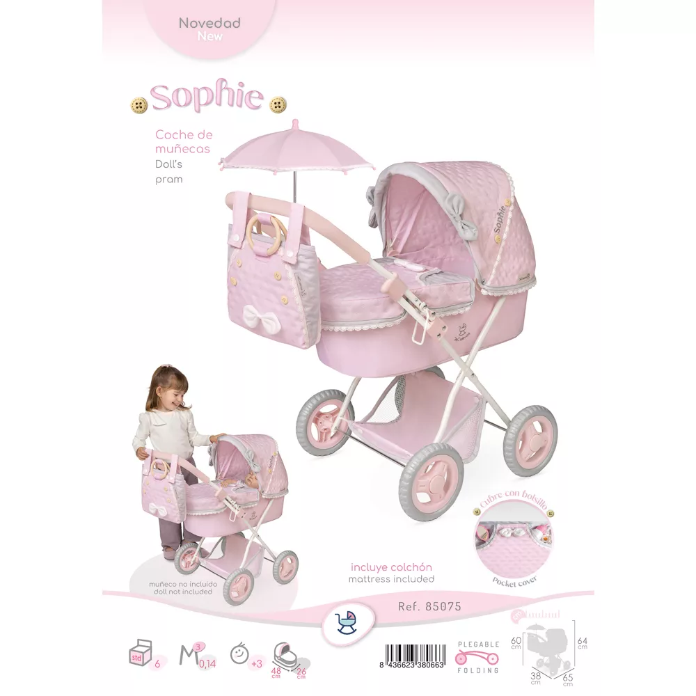 Coche de Muñecas Plegable con Sombrilla y Bolso De cuevas - Image 9