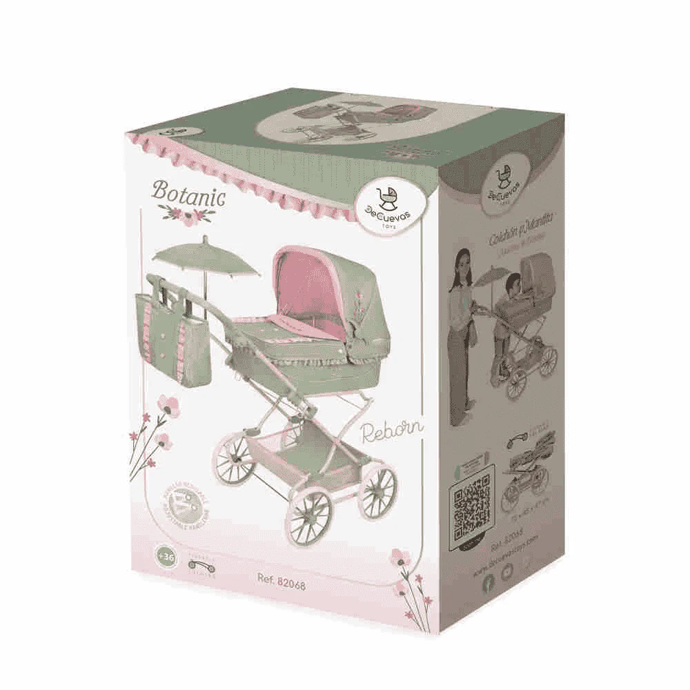 Coche de Muñecas Reborn Botanic Plegable con Capazo 55 cm - Image 4