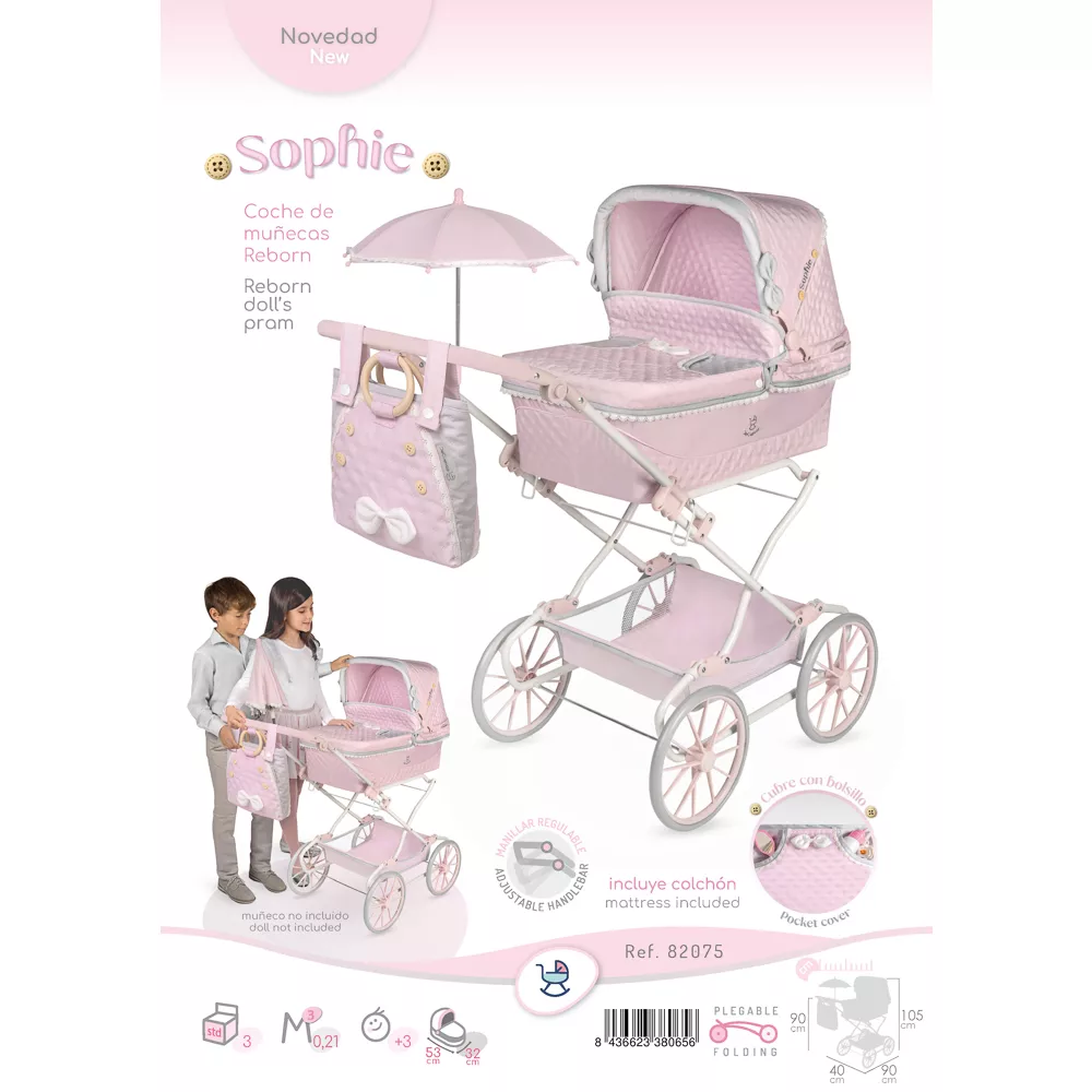 Coche de Muñecas 'Reborn' Plegable con Sombrilla y Suspensión De Cuevas - Image 4