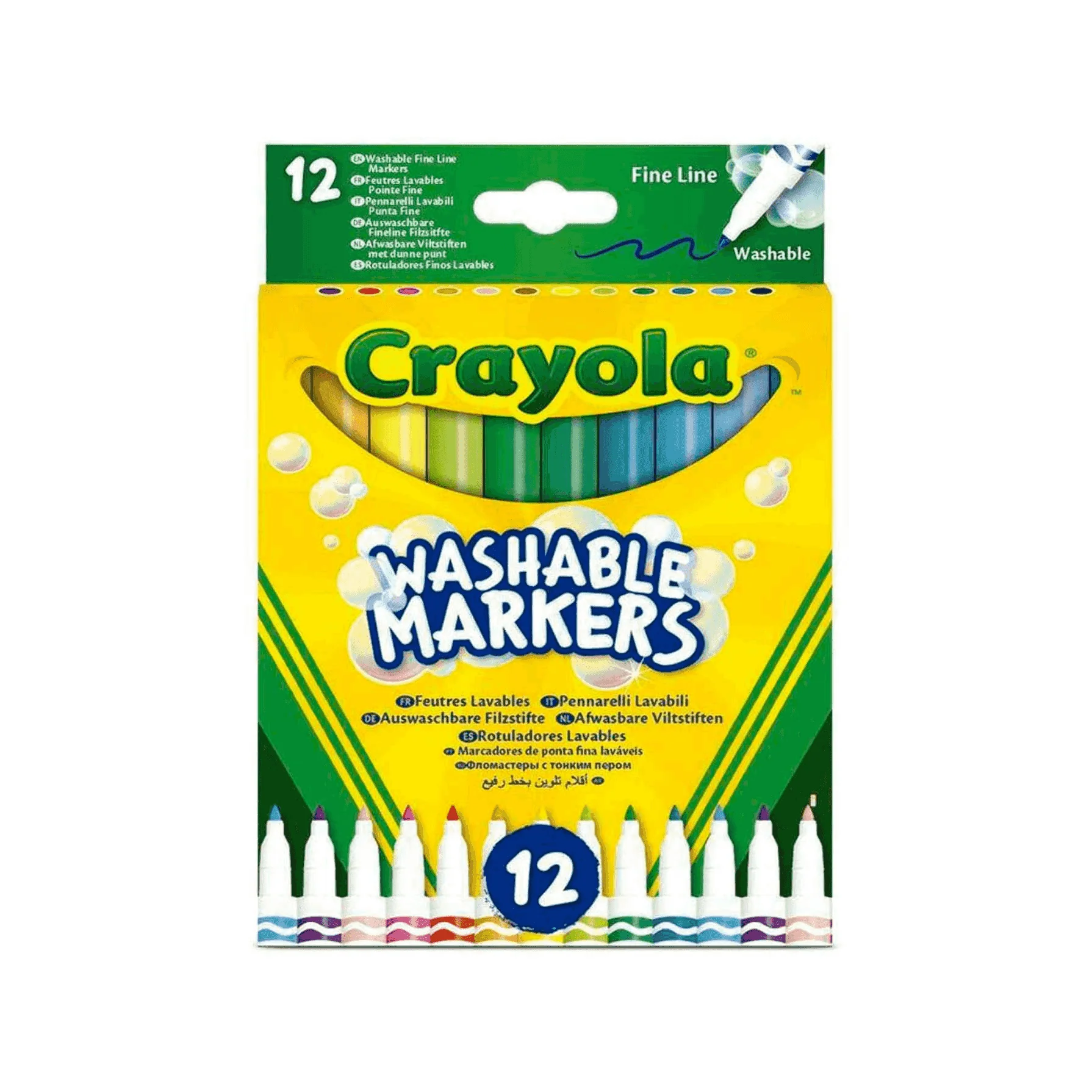 Crayola 12 Rotuladores Super Lavables de Punta fina