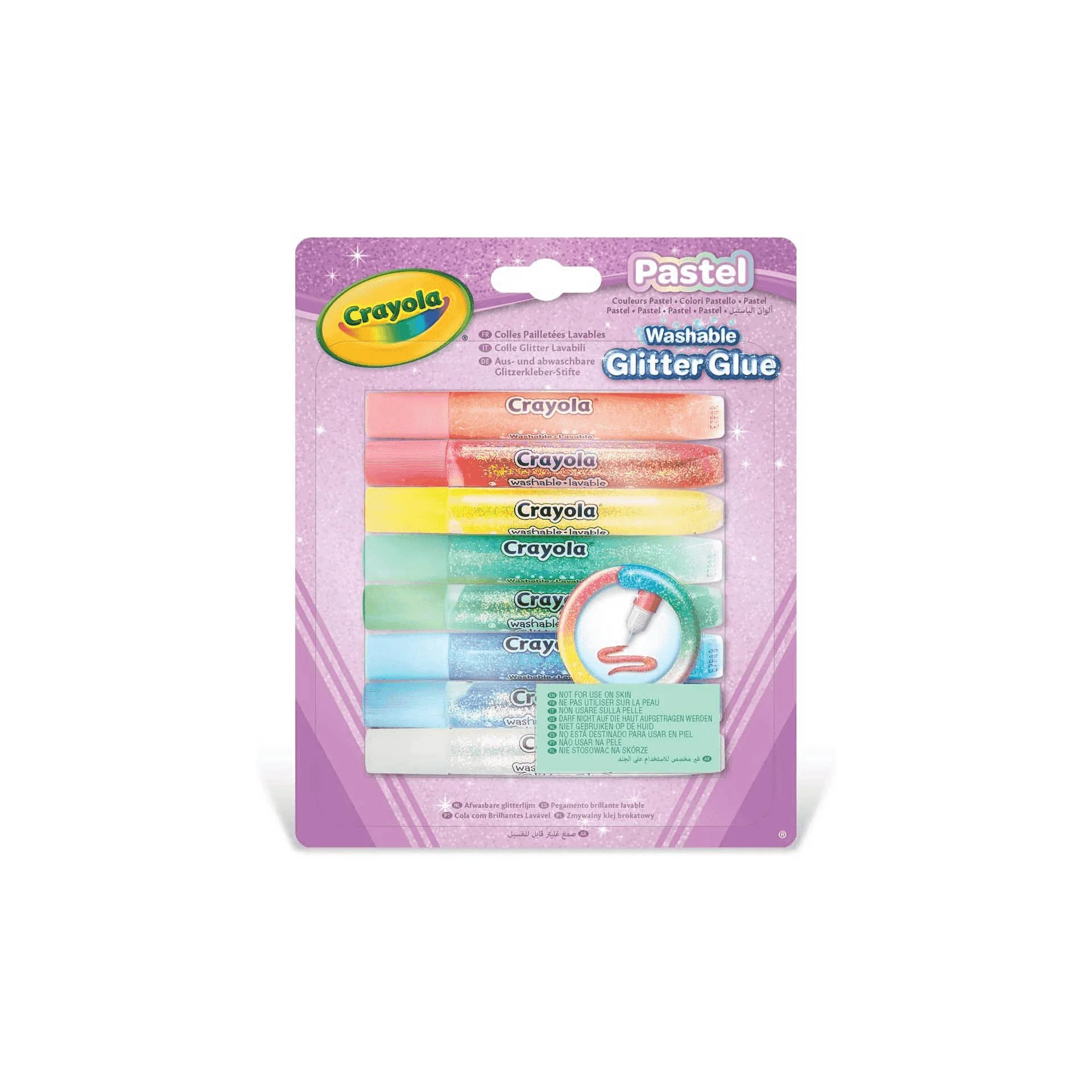 CRAYOLA Pastel 8 Pegamentos con purpurina lavables