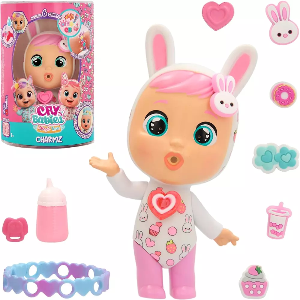 Cry Babies Magic Tears Charmz Muñeca Coleccionable Coney con Pins Personalizables