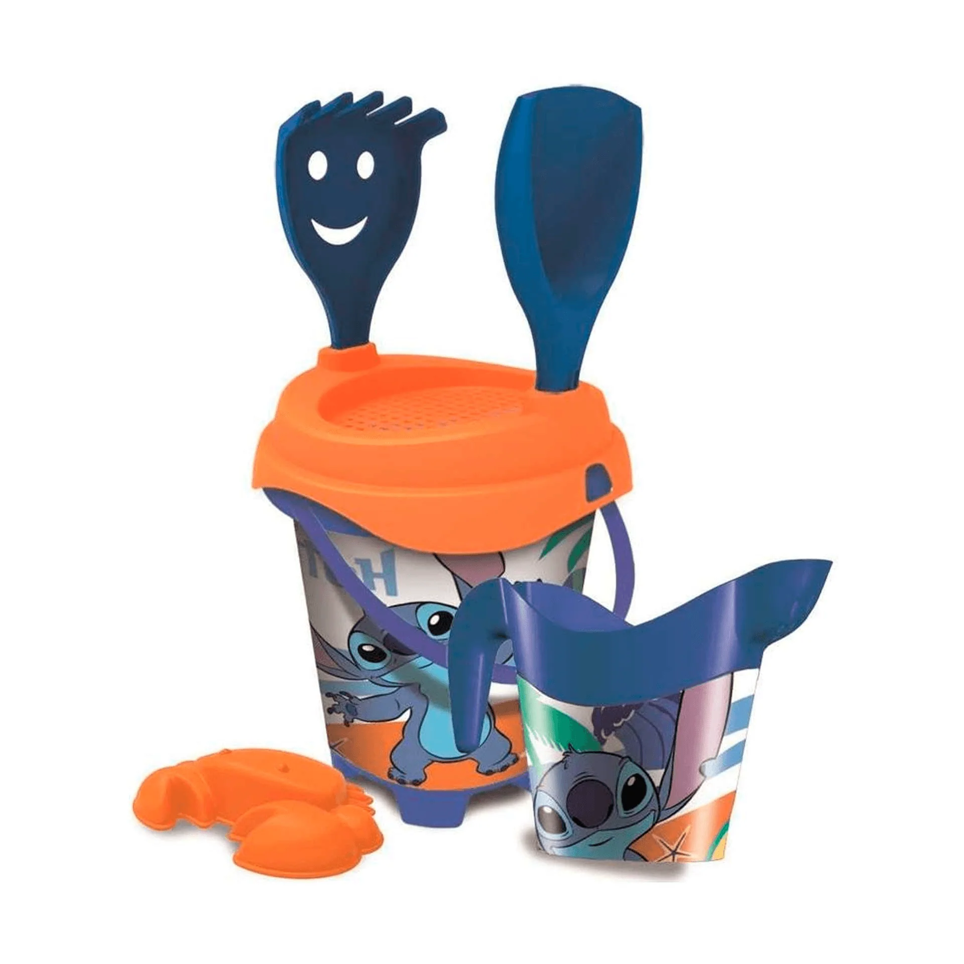 Cubo playa Stitch con  castillo y pala  18 cm