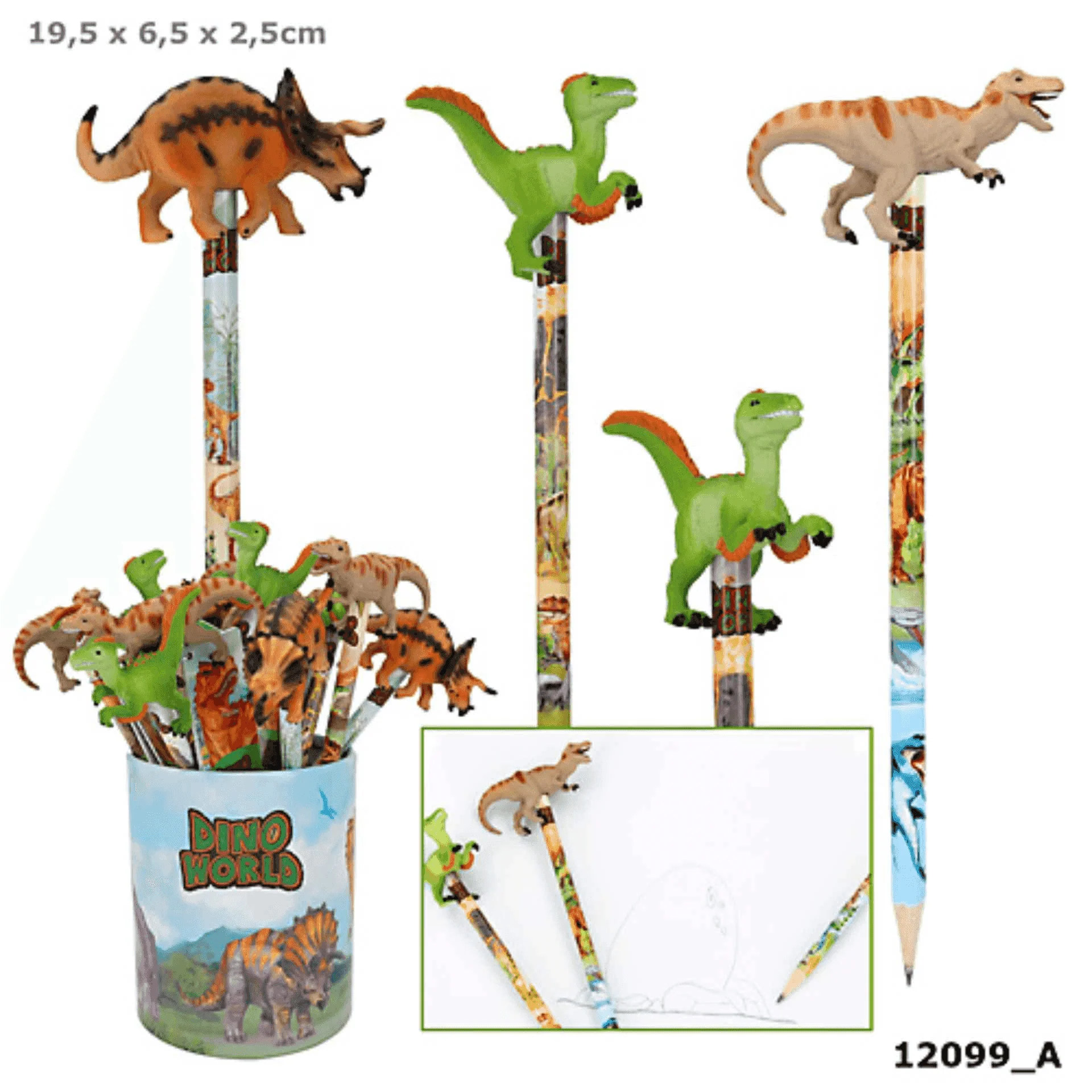 Dino World Lapiz Con Figura Dino