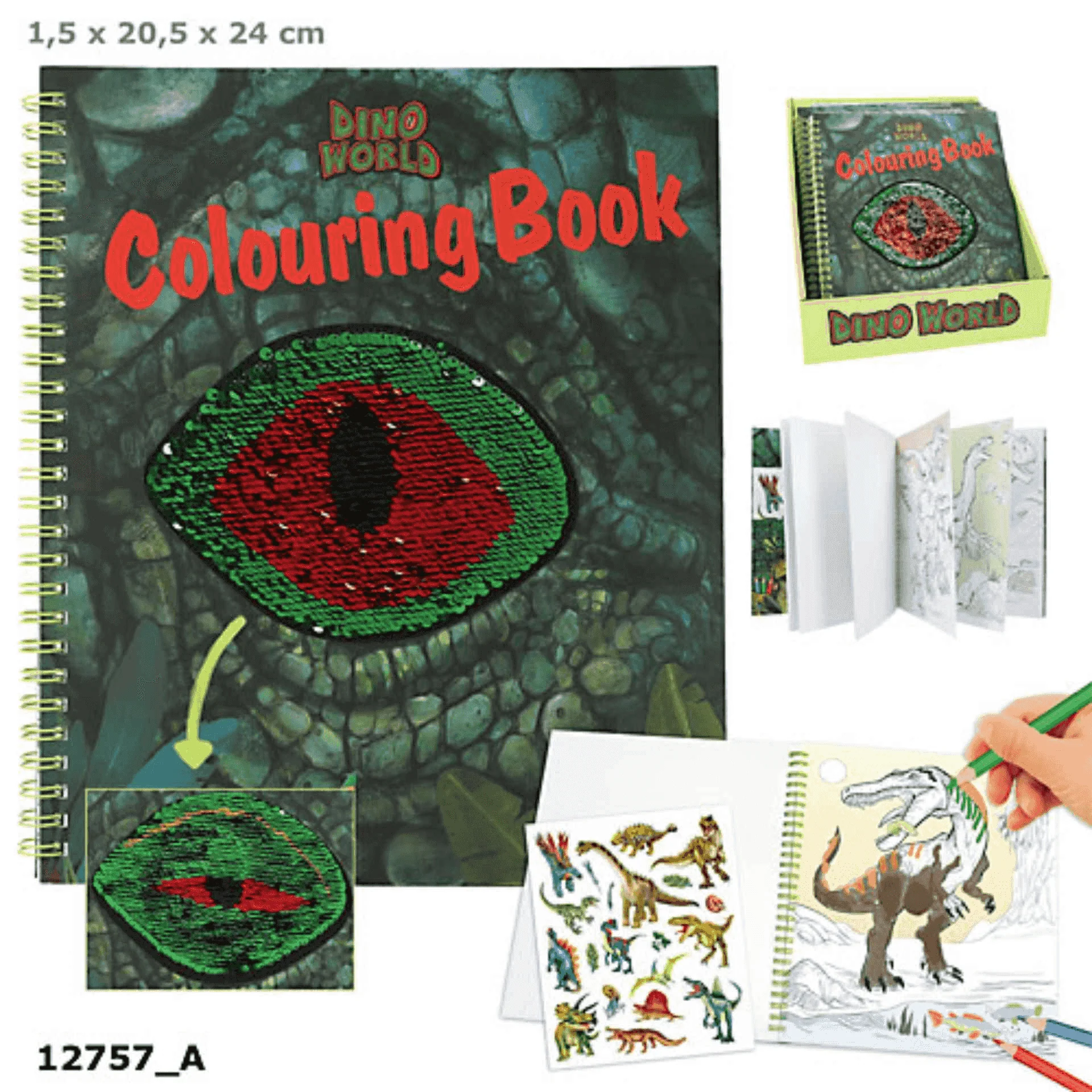 Dino World Libro Colorear Con Lentejuela