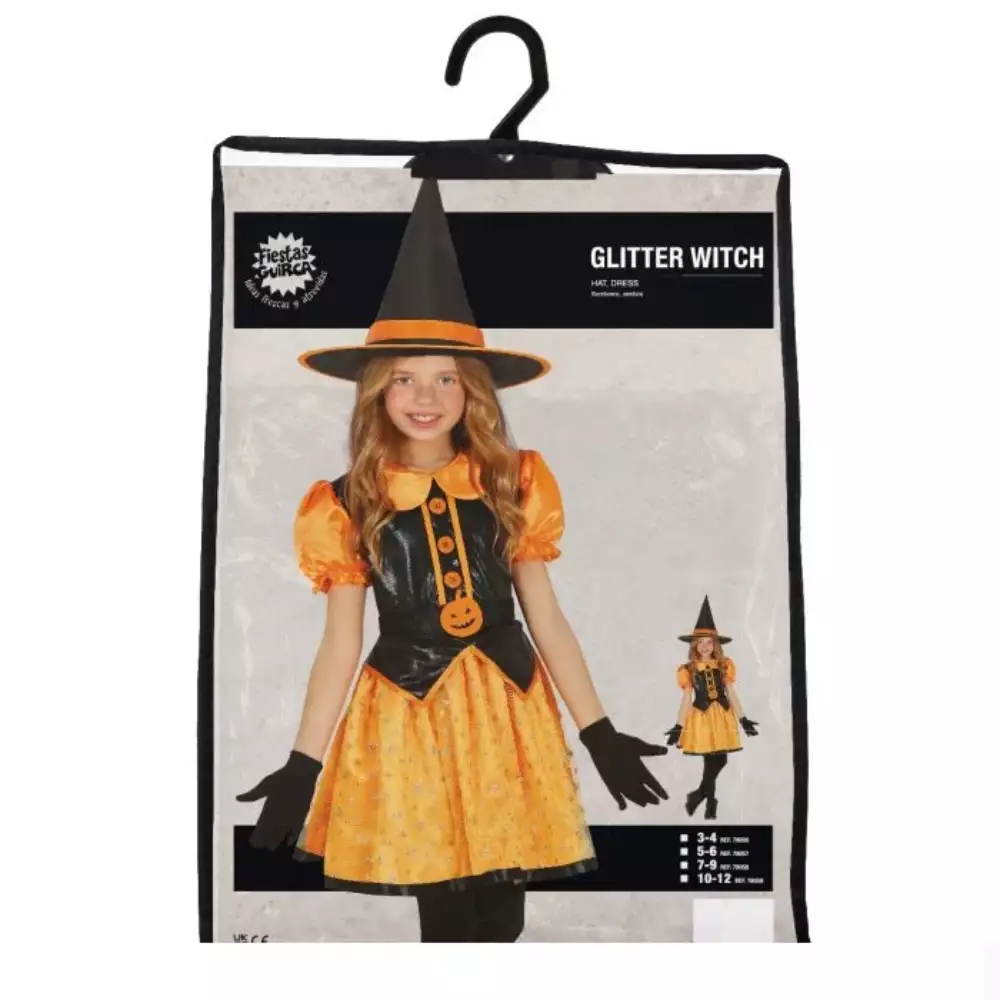 Disfraz Bruja Calabaza Purpurina Infantil T. 3-4 - Image 3