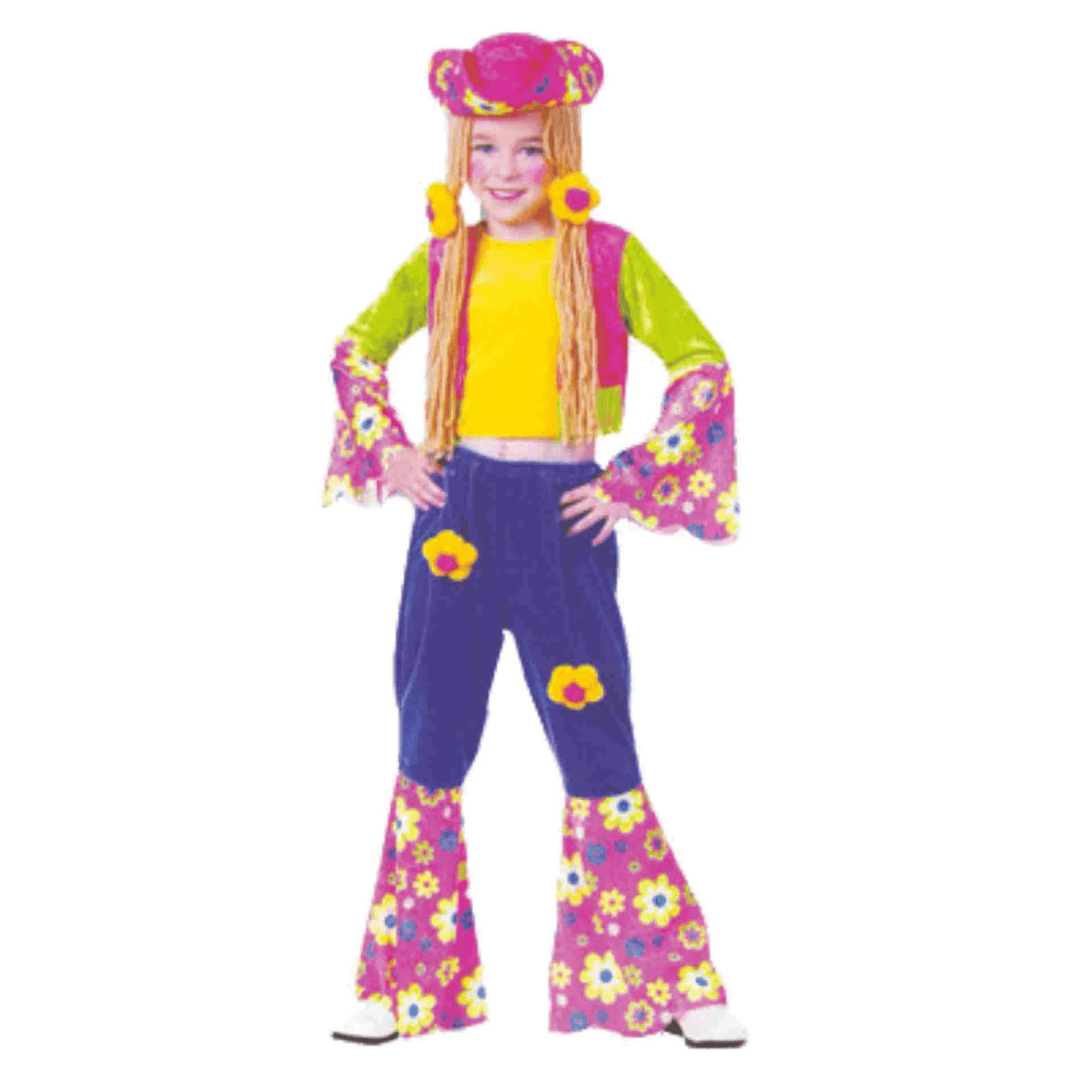Disfraz De Hippie Amarillo Niña 4-6