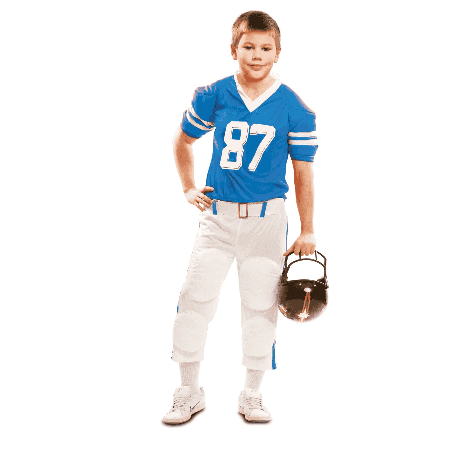 Disfraz de Jugador rugby azul 10-12 años infantil