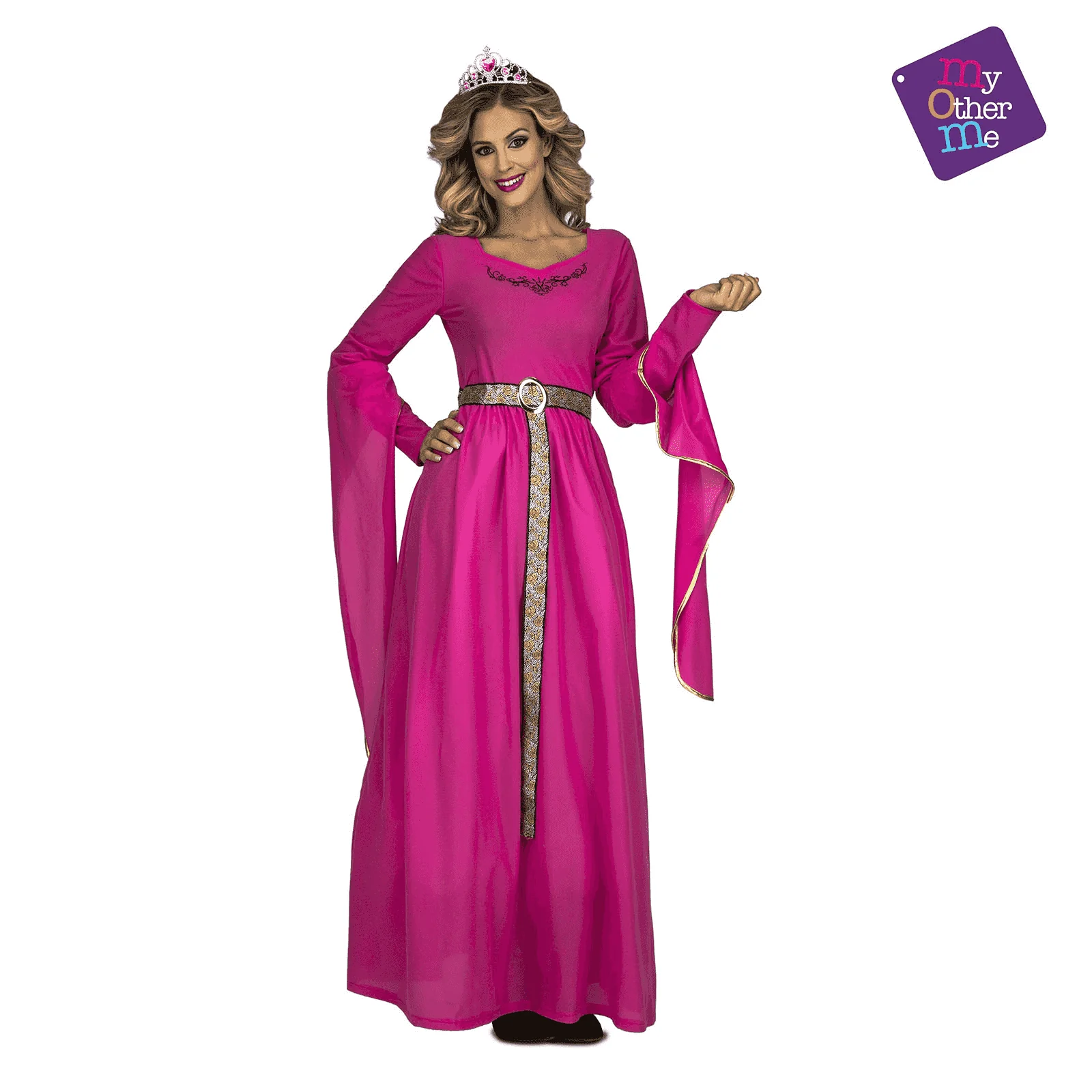 Disfraz de Princesa medieval rosa adulto talla ML