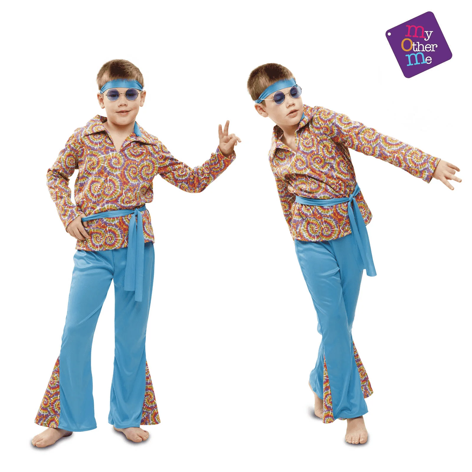 Disfraz de Psychedelic hippie 10-12 años infantil