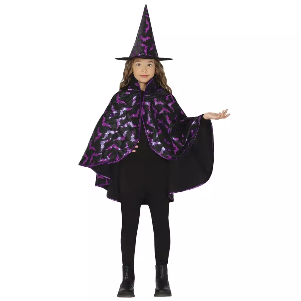 Disfraz Halloween Infantil Bruja Capa Y Sombrero 50 cm