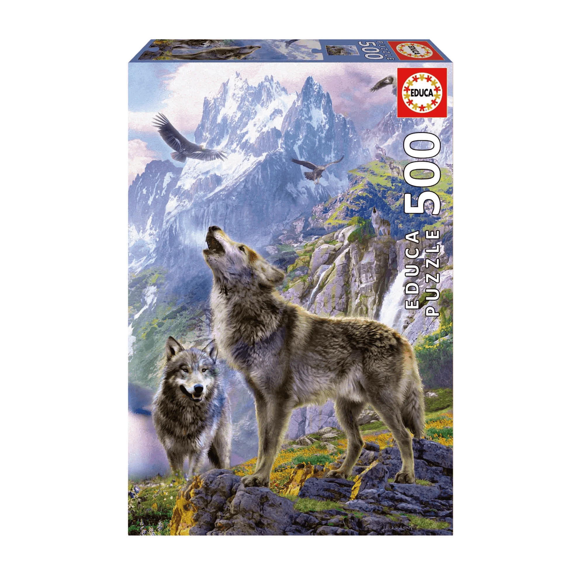 Educa Puzzle 500 Lobos En Las Rocas