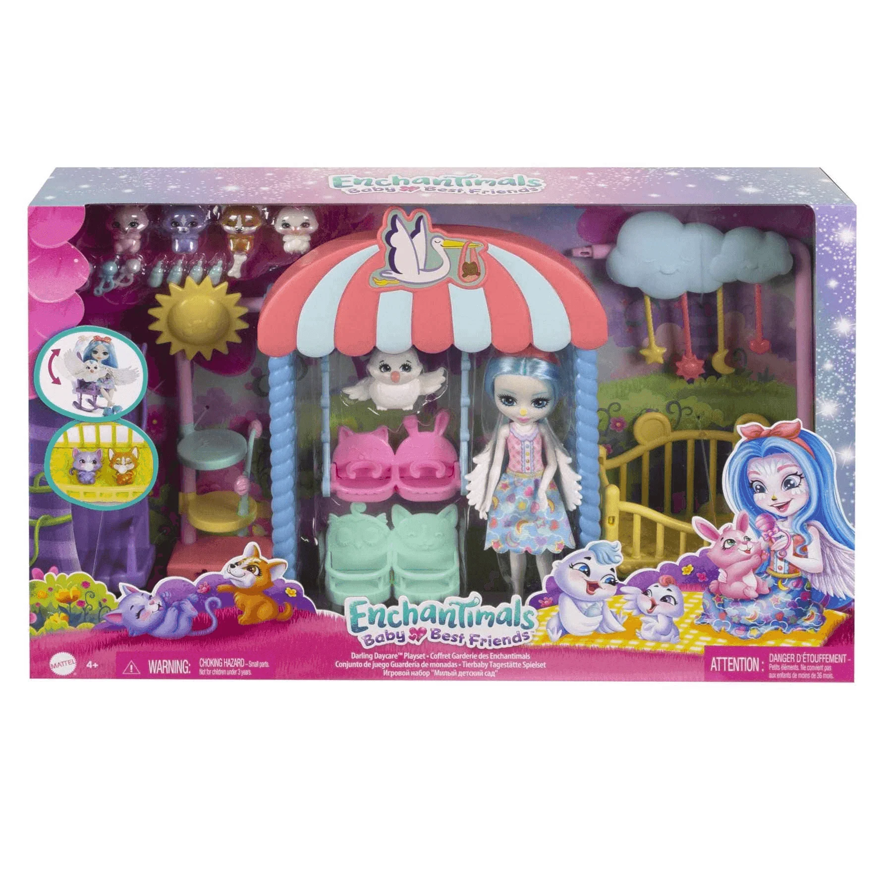 Enchantimals Baby BFFs Guardería Starley Stork Muñeca y set 4 años