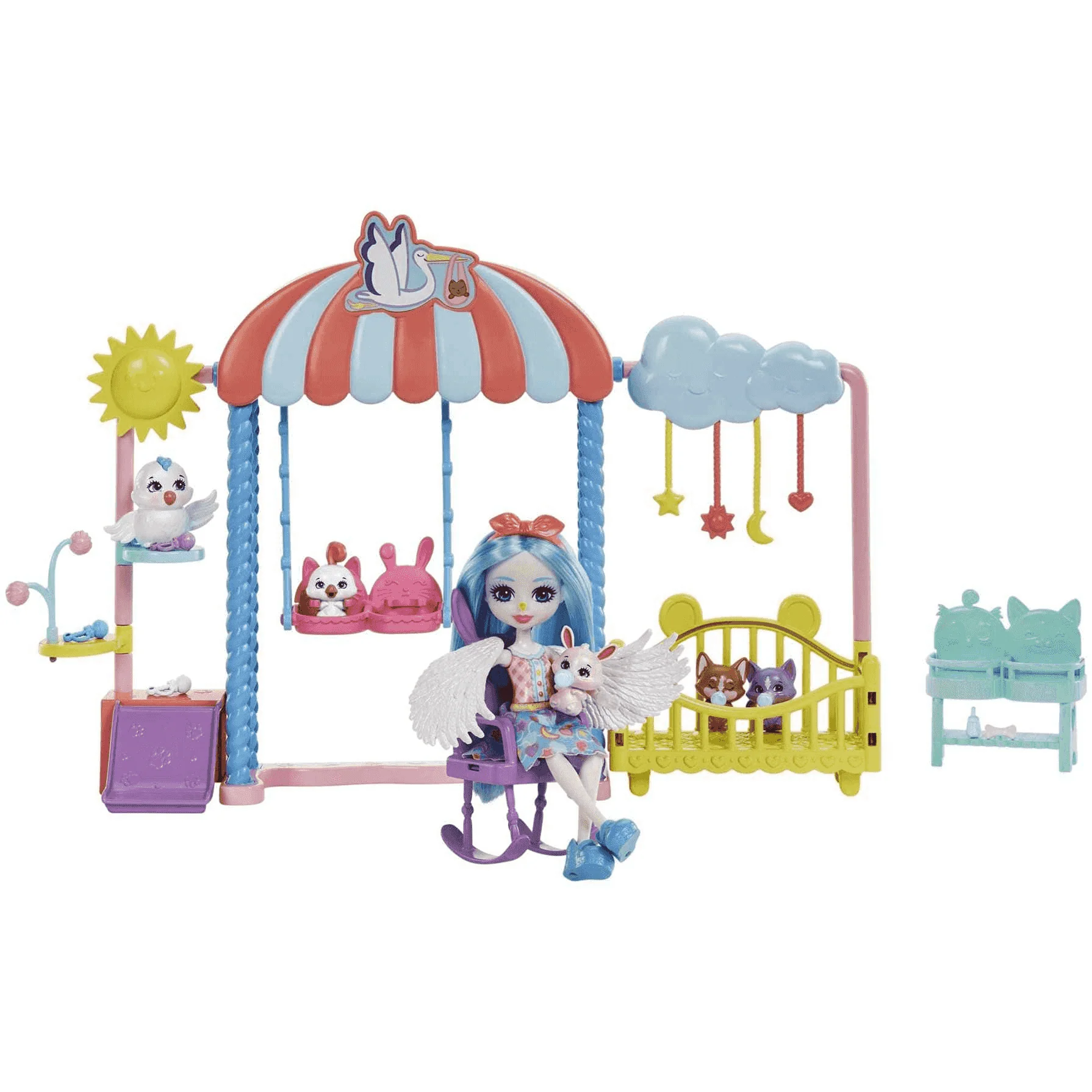 Enchantimals Baby BFFs Guardería Starley Stork Muñeca y set 4 años - Image 2