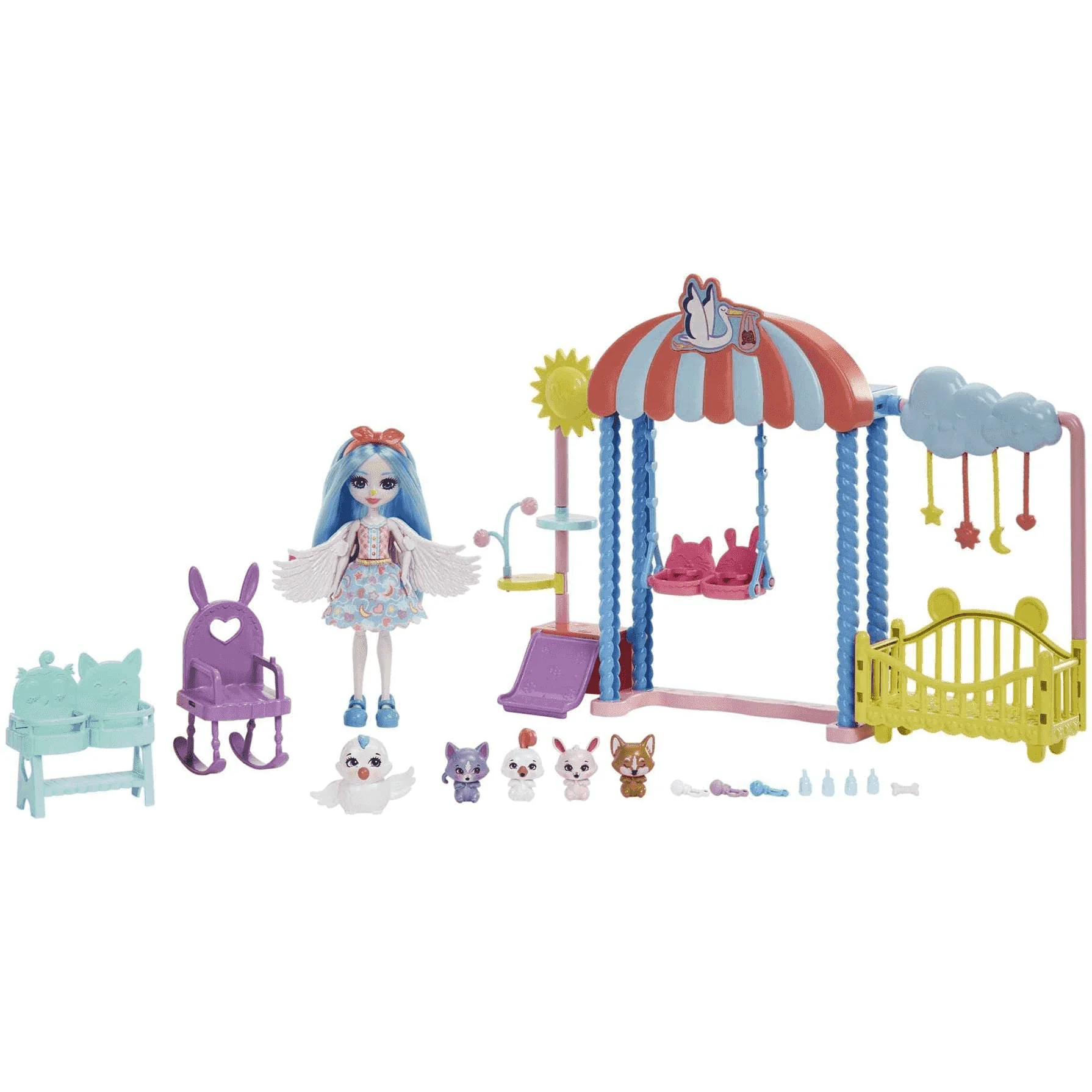 Enchantimals Baby BFFs Guardería Starley Stork Muñeca y set 4 años - Image 3