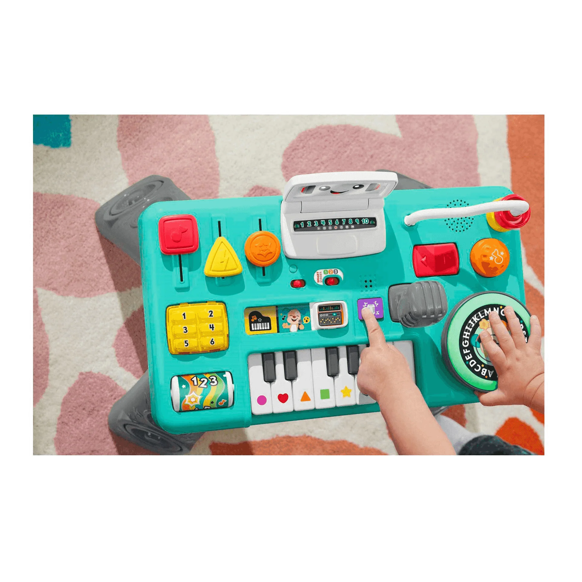Fisher-Price Ríe y aprende Mesa de mezclas DJ musical Piano de juguete con actividades, luces y soni - Image 3