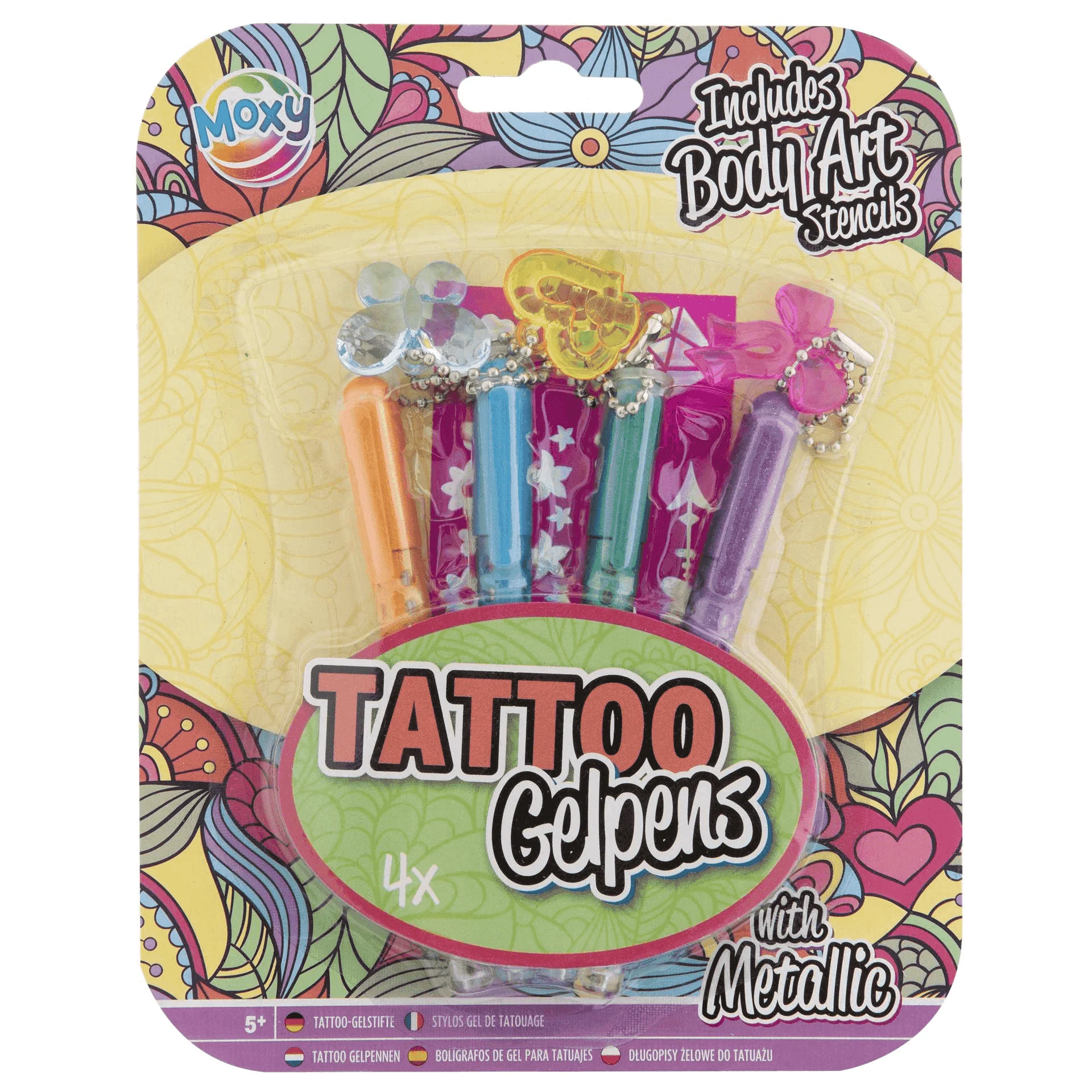 Geles para Tatuajes Metálicos con Plantillas | Set de 4 Colores para Niños y Niñas desde 5 Años