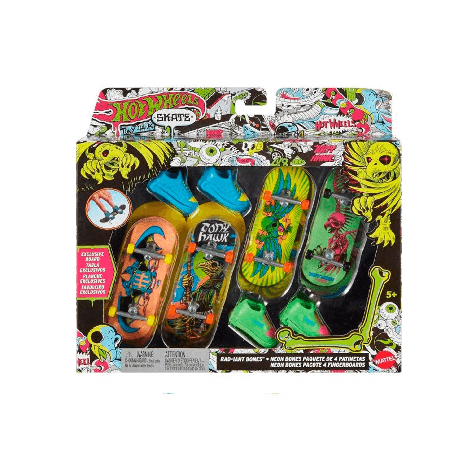 Hot Wheels Skate Neon Pack 4 Surtido - Monopatín Fingerboard