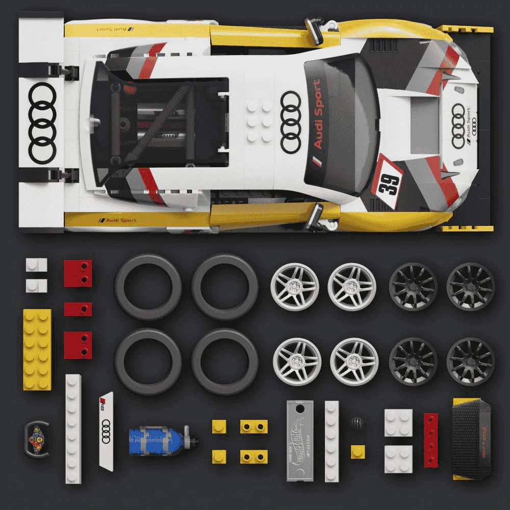 Hot Wheels Brick Shop Audi R8 LMS 2015 820 piezas Elite Series 10 años - Image 4
