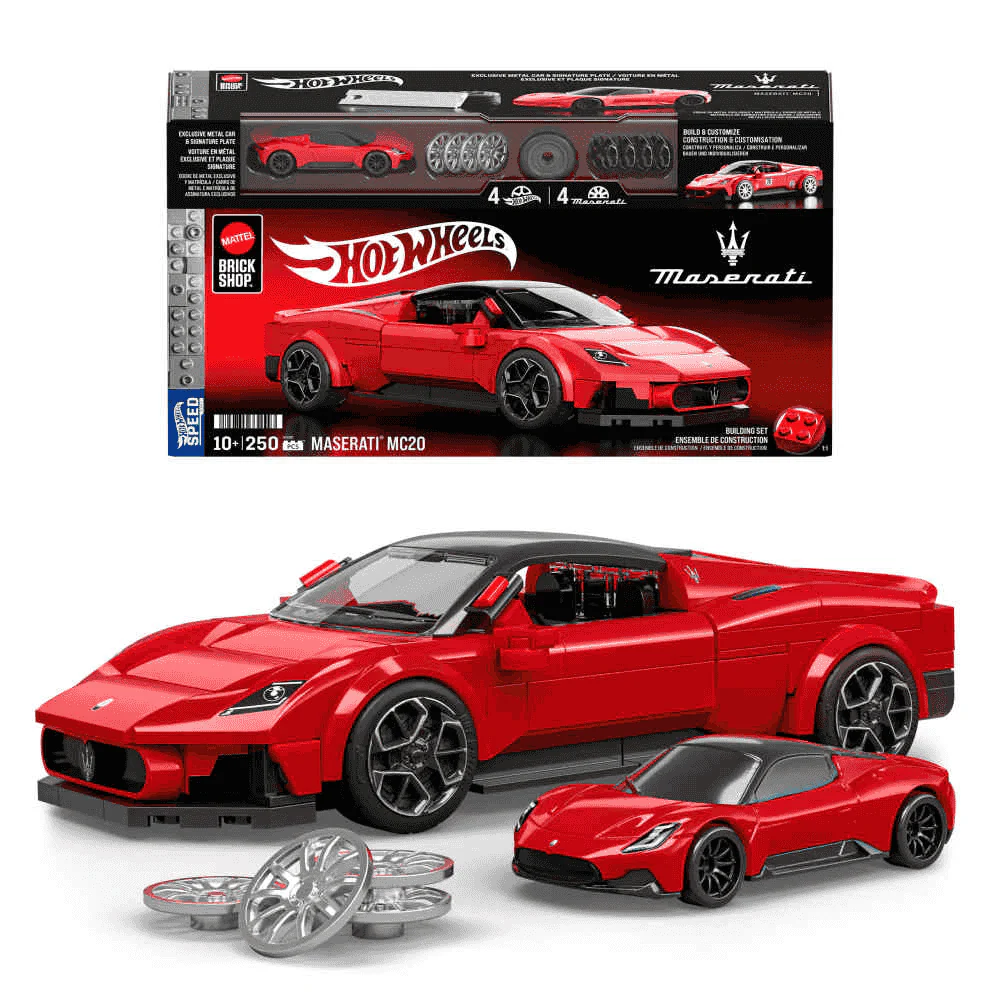 Hot Wheels Brick Shop Maserati MC20 Speed Series 250 piezas 8 años