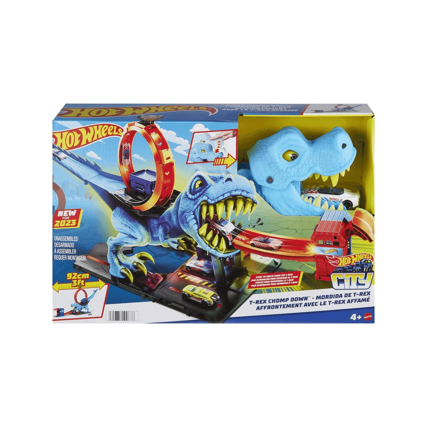 Hot Wheels City Desafío del T-Rex Pista para coches de juguete 4 años