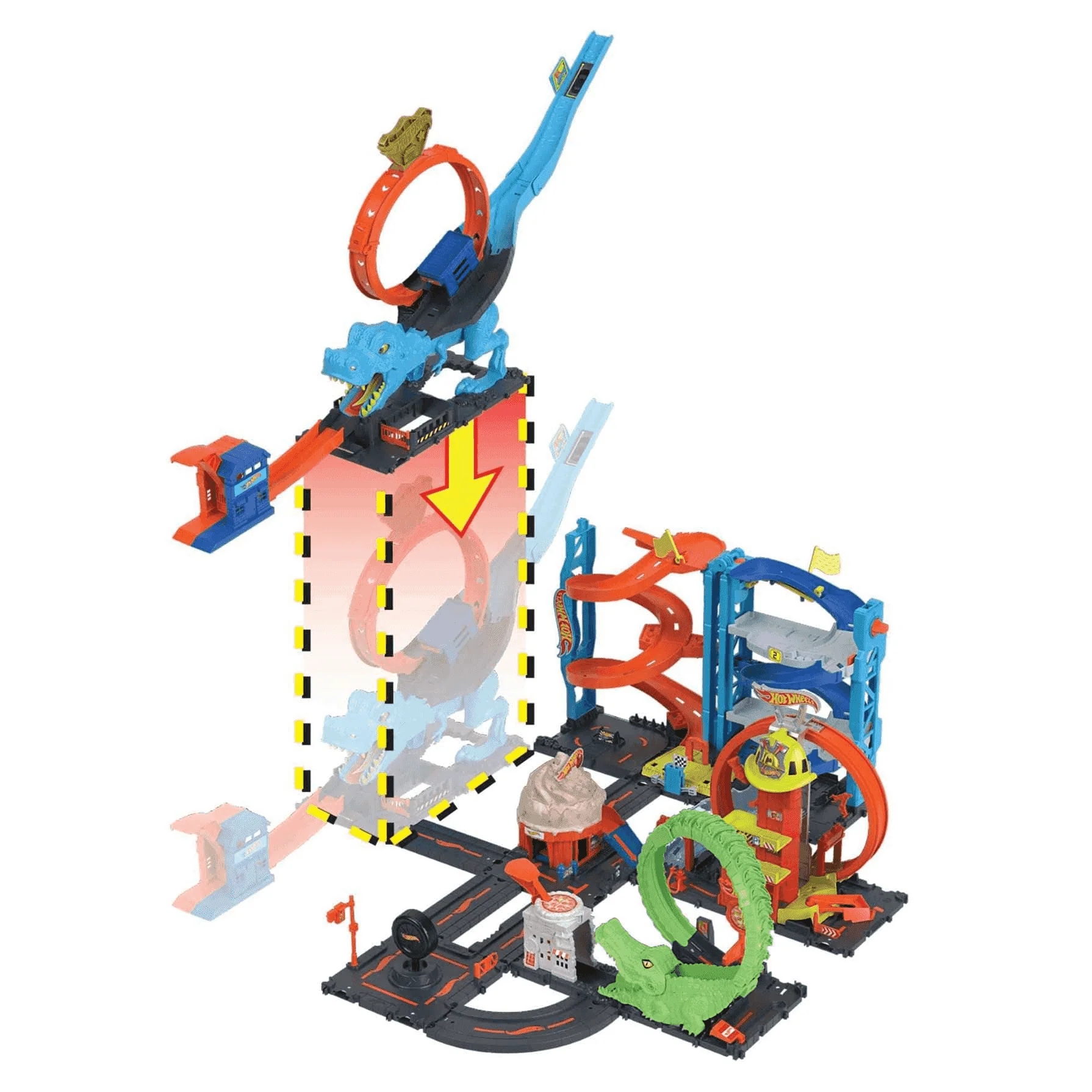 Hot Wheels City Desafío del T-Rex Pista para coches de juguete 4 años - Image 2